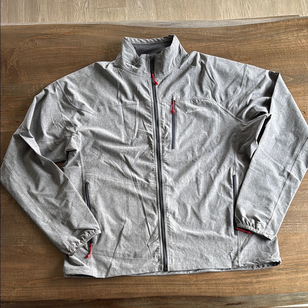 Men's Gray Jacket with Red Accents